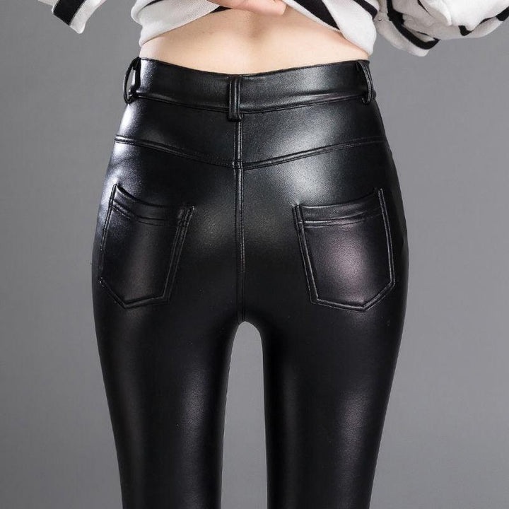 Pantalon simili cuir femme noir slim polaire extensible - MonSimiliCuir