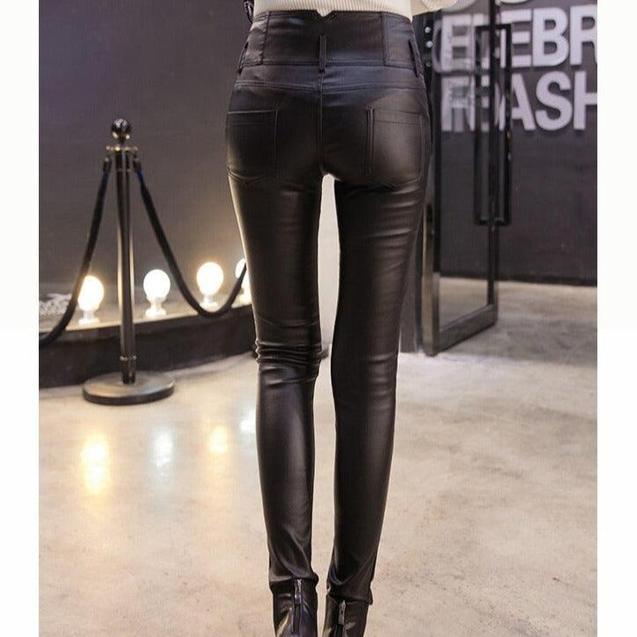 Pantalon simili cuir femme noir slim extensible chaud - MonSimiliCuir