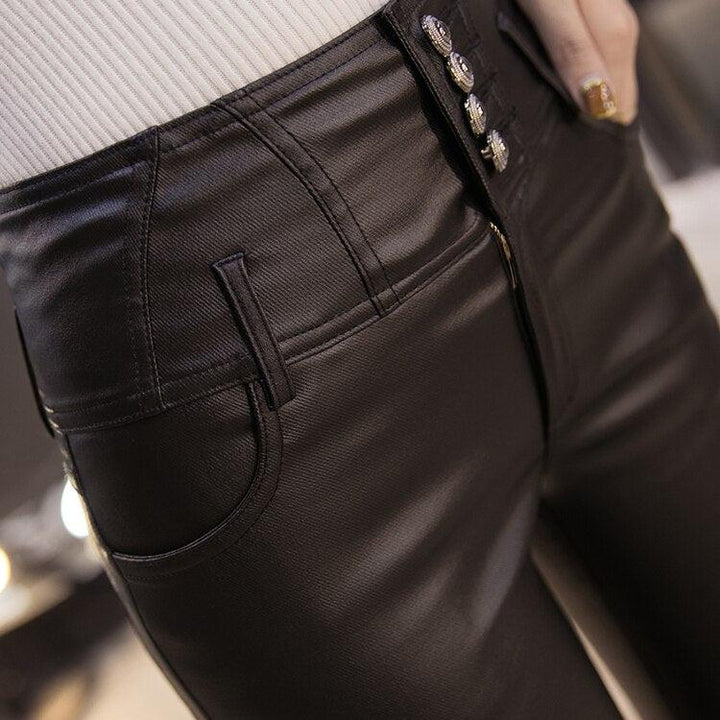 Pantalon simili cuir femme noir slim extensible chaud - MonSimiliCuir